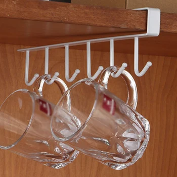 

Hooks Kitchen Cup Holder Firm Hang Under Shelf Storage Rack Organiser Quality For Kitchen Wardrobe Partitions High Quality