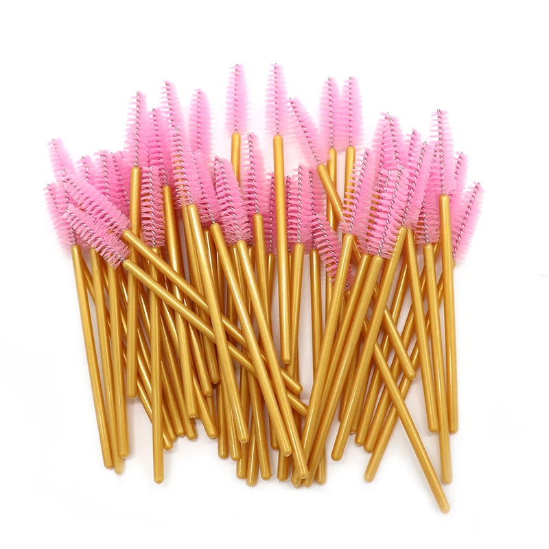 golden pink 1000 шт/партия одноразовые щеточки для туши для ресниц Аппликаторы Силиконовые кисти для наращивания ресниц одноразовые кисти для макияжа - Handle Color: golden pink