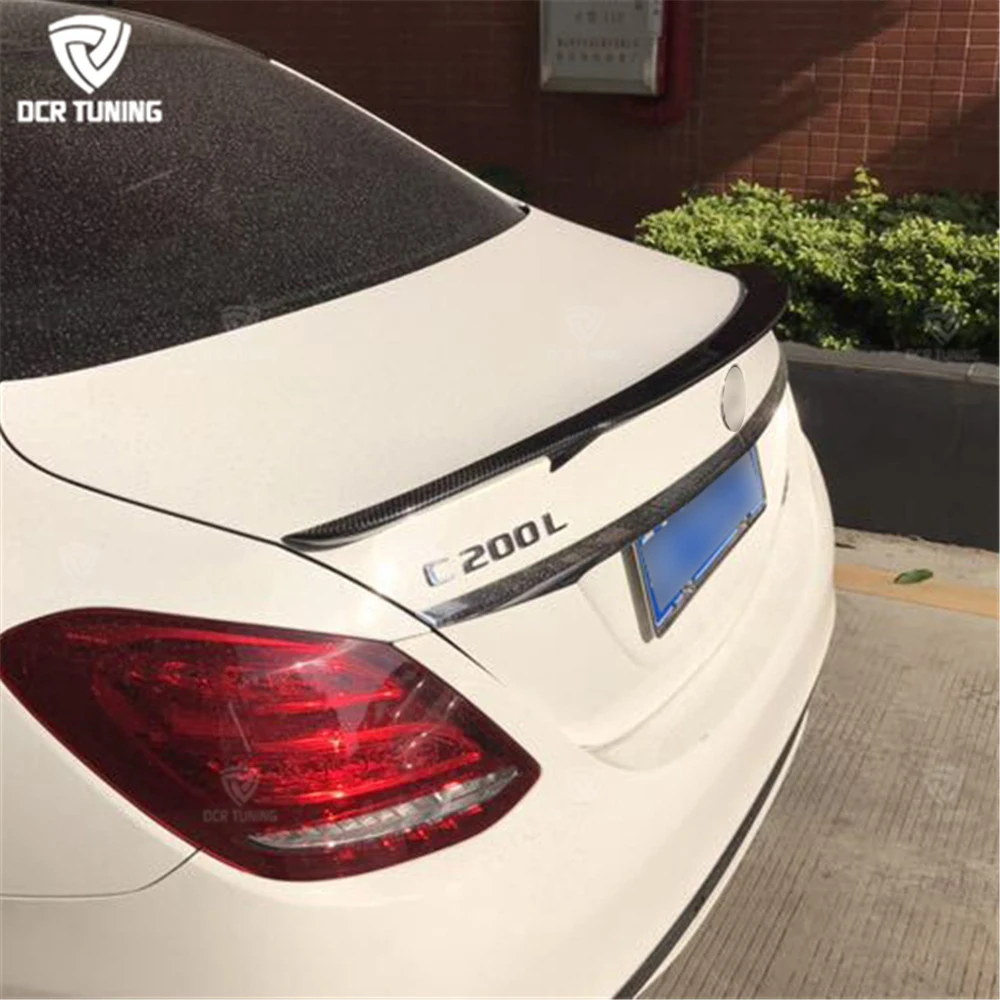 For Mercedes W205 Carbon Spoiler 4-Door Sedan C63 C180 C200 C250 C260 Carbon Fiber Rear Trunk Spoiler For Bra Style 2014-UP