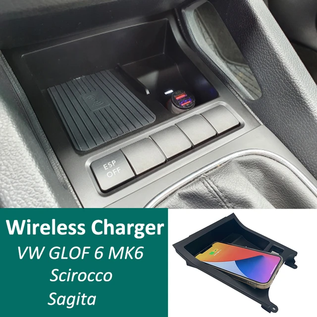 車 ワイヤレス充電器 15ワット フォルクスワーゲン vw ゴルフ6 MK6 sagita シロッコ 携帯電話 急速充電 gharger ホルダー 2009-2013 - 5