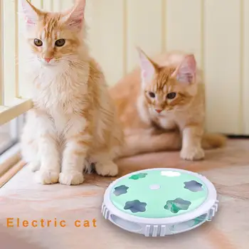 

Funny Cat Toys Round Electric Turntable Hot Selling Safety Portable Durable Feather Glowing Teasing Kitten Pet Products