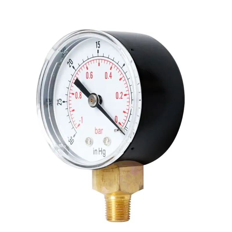 

Vacuum Pressure Gauge 52mm -1/0 Bar -30" Hg 1/8 BSPT Bottom Connection Monitor