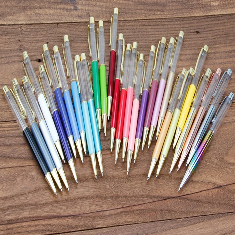 DIY Empty Tube Ballpoint Pens Self filling Floating Glitter Dried