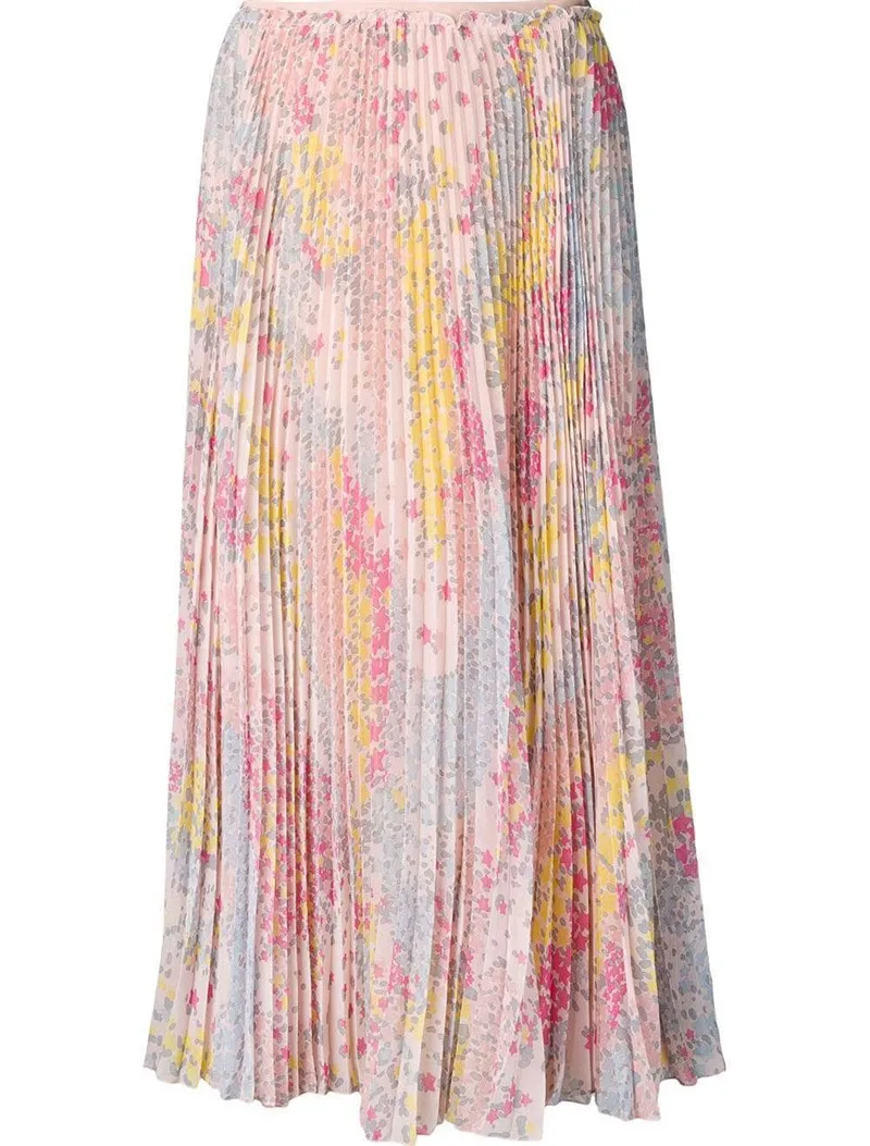 Новинка года; сезон осень-зима; милые женские Юбки-миди розового цвета с принтом звезды; подиумная Высококачественная Женская длинная Плиссированная юбка; Vestidos; одежда