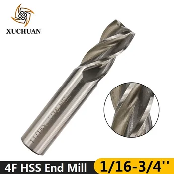

HSS Straight End Mill 4 Flute Router Cutter 1/16''-3/4'' Engraving Bit CNC Router Bits Carbide Router Bit Spiral Milling Cutter