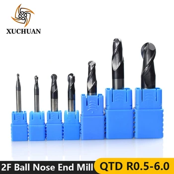 

2 Flute End Mill Ball Nose End Mills Set CNC Router Bit 8pcs Tungsten Carbide Router Bits R0.5-R3.0 Drill Spiral Router Cutter