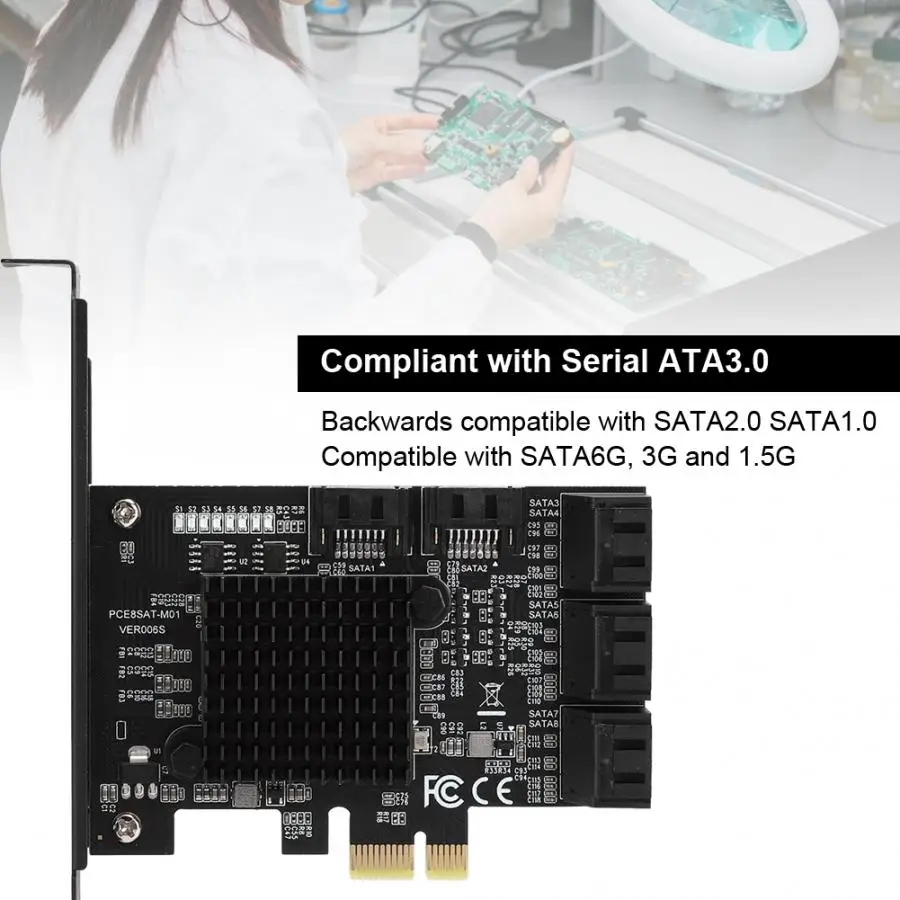PCI-E на SATA3.0 контроллер Плата расширения 8-Порты и разъёмы SATA3.0 Интерфейс карты расширения