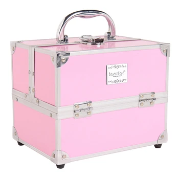 

Large Space Storage Brushes Cosmetic Case Organizer Waterproof Jewelry Salon Box Buckle Makeup PU With Handle Lipsticks Travel