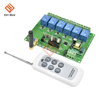 

6 Channel Relay Module with Remote Control 110-240V RF Receiver 433MHz Remote Channel Control Switch Relay Board Module