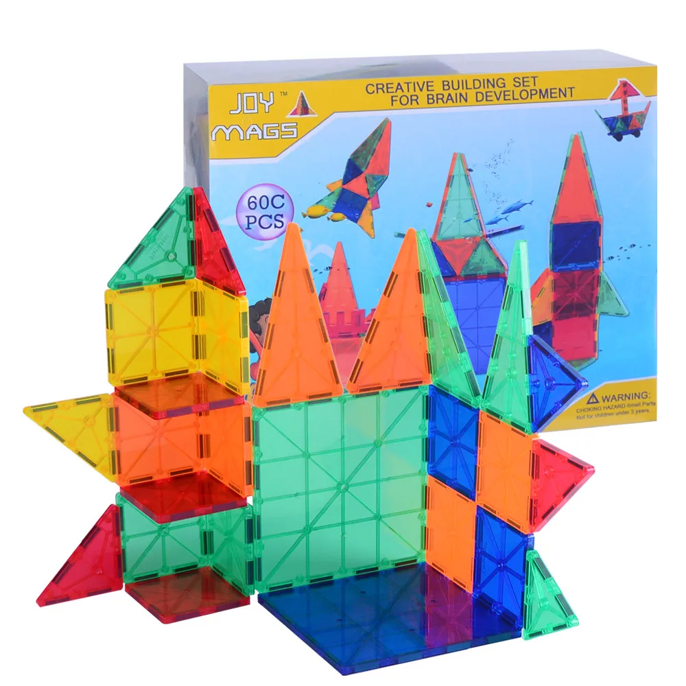 

SUSENGO Magnetic Toys 60PCS Building Tiles Blocks Brick Kids Learning Machine Children Gift Game Construction Stacking Sets