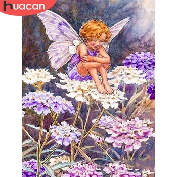 

HUACAN 5D DIY Diamond Painting Angel Cross Stitch Full Square Round Diamond Embroidery Portrait Rhinestone Kit Home Decoration