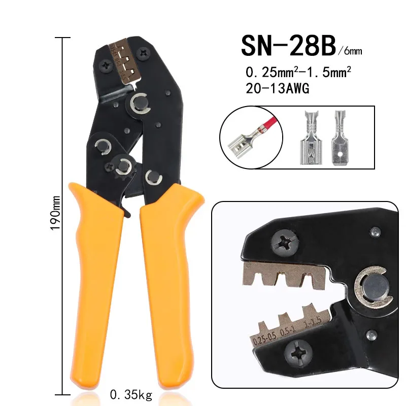 SN-48B Crimping Plier 0.5-2.5mm2 20-13AWG SN-28B/48B/2 Dupont XH2.54 KF2510 SM 2.54 3.96 TAB 2.8/4.8/6.3 Plug Type Terminal 3