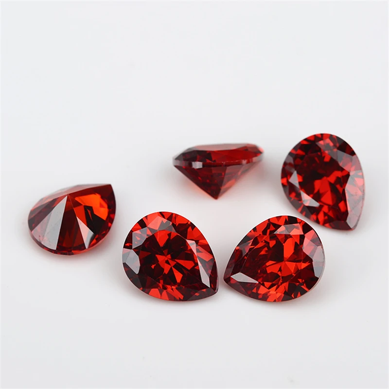 Wholesale Pear Shape 5A Garnet CZ Stone 2x3-13x18mm Synthetic Gems Cubic Zirconia For DIY Jewelry Making10-100pcslot