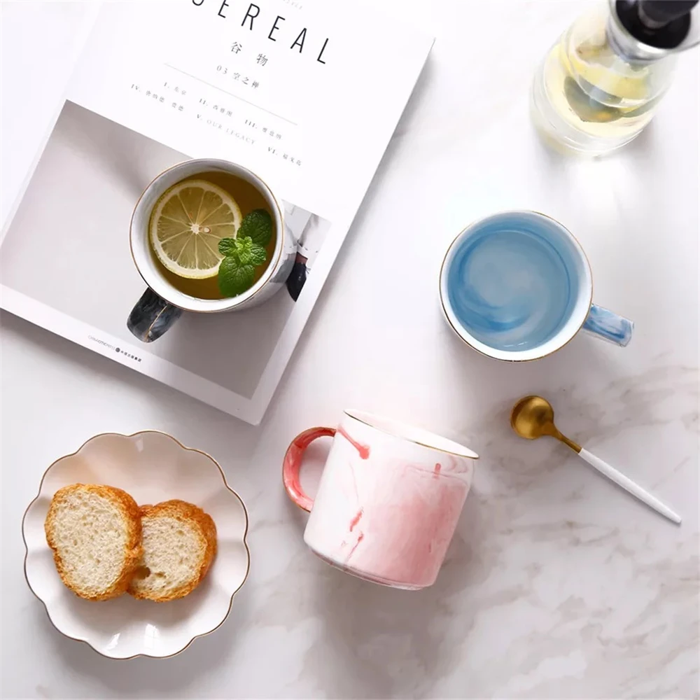 Marble Ceramic Mugs Coffee Tea Cup Milk Juice Lemon Mug Gold Plating Mrs Mr Couple Lover's Gift Morning Breakfast Creative Cup (8)