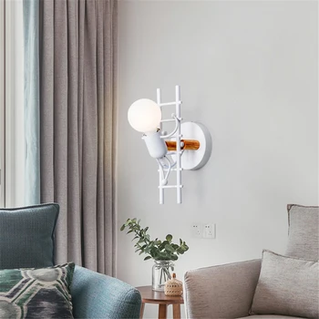 

American LED wall light industrial style iron art villain stairs wall sconce children room bedroom hotel bedside light fixtures