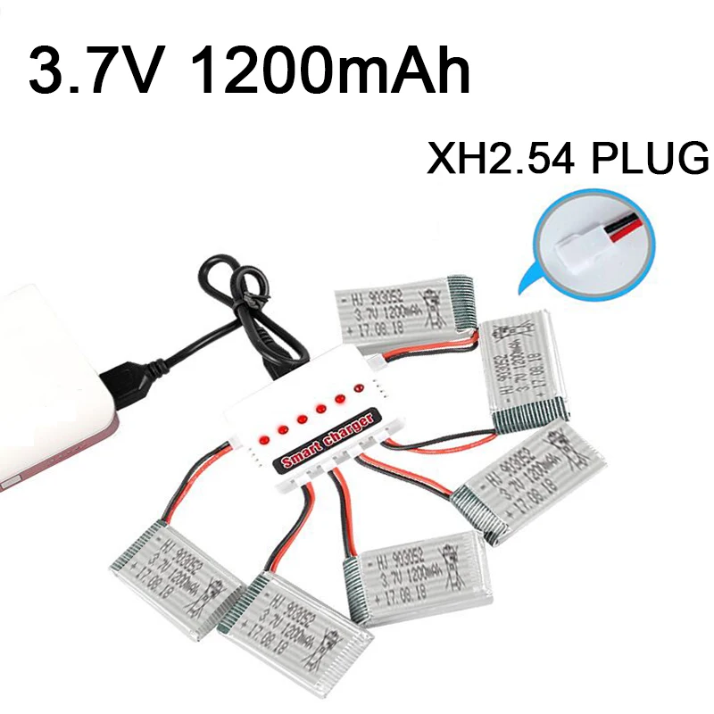 

6Pcs/Set Original 3.7v 1200mAh with Charger Units for SYMA X5 X5C X5SC X5SH X5SW Drone Quodcopter Spare lipo Battey Parts 3.7 v