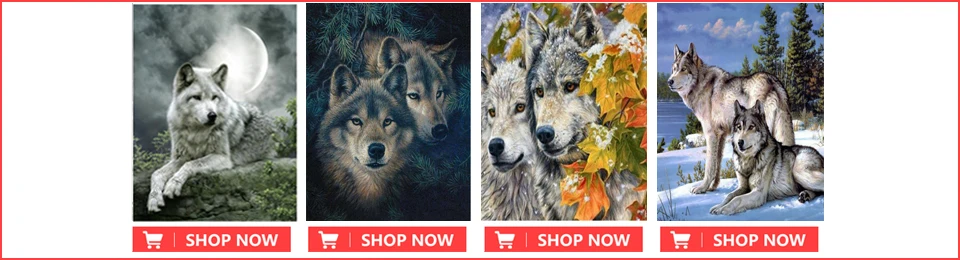 5D DIY Diamond Painting Wolf Cross Stitch Kit Full Drill Square Embroidery Animals Mosaic Art Picture of Rhinestones Decor Gift