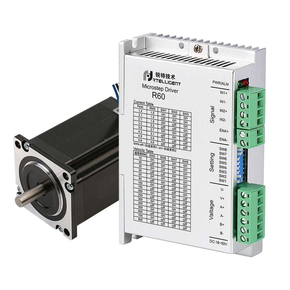 Rtelligent 10 шт. 57 мм фланец Nema 23 шаговый двигатель 57A2 2 нм 4 lead с драйвер R60|Шаговый
