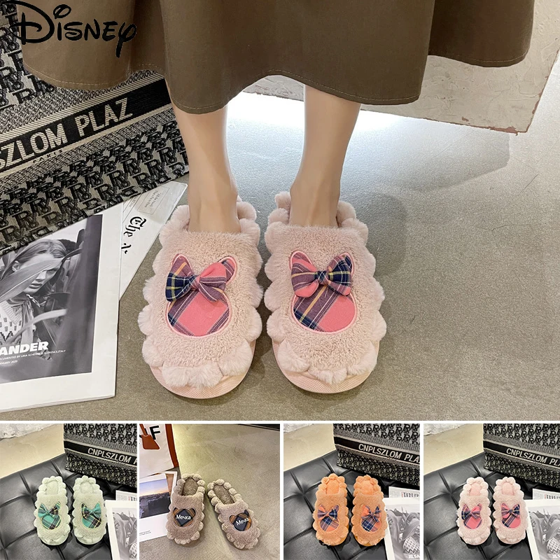 Disney zapatillas de Interior de Mickey para mujer y hombre, pantuflas de  Casa de felpa plana, de algodón suave, par de zapatos para dormitorio  interior, Invierno|Camisa| - AliExpress