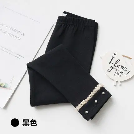 black thin Леггинсы для девочек Теплые Детские утепленные штаны на осень-зиму хлопковые детские флисовые брюки для маленьких девочек леггинсы для малышей 100-150 - Цвет: black thin