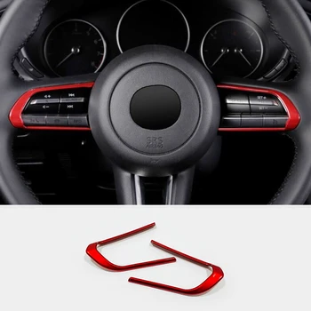 

For Mazda MX-30 2019 2020 ABS Carbon fibre/Red Car Steering wheel Button frame Cover Trim sticker Car styling accessories 2pcs