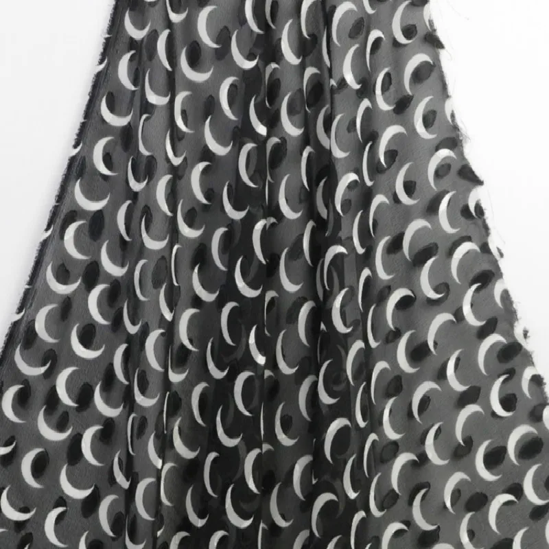 Полиэстер шифон ткань срезанный цветок узор Луна печать ткань бутик женское платье ткань полиэстер для платья