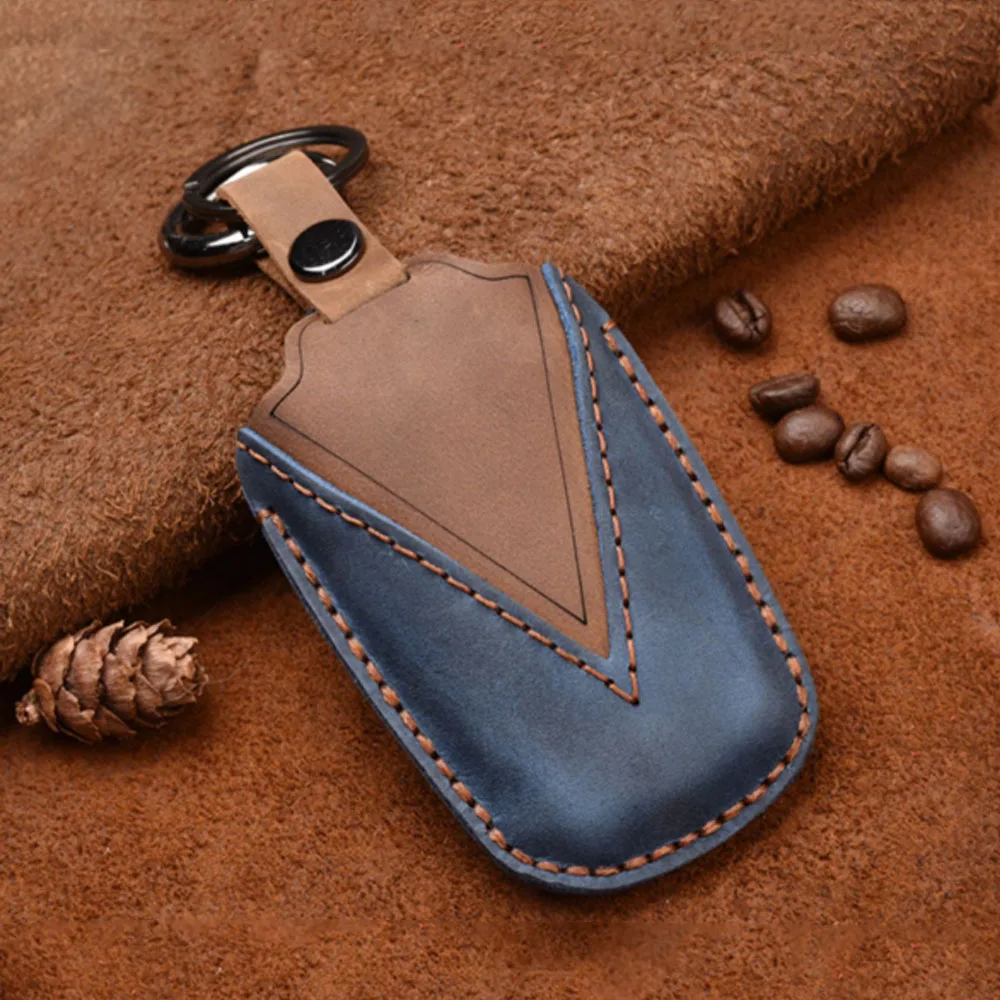 New cow Leather Car key cover 3 Button keyless Case For Toyota Camry CHR Prius Corolla RAV4 Prado 2017 2018 2019 keychain House