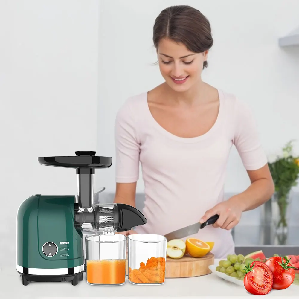 Health Fruit and Vegetables Electric Juice Extractor Citrus Squeezer Fresh Juice Easy Clean 50 RPM Screw Cold Press Slow Juicer 2