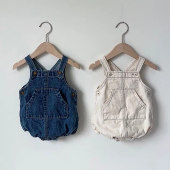 

Baby Boys Girls Clothing Sleeveless Baby Bodysuits Baby Girls Denim Bodysuits Korean Style 2020 Summer Baby One Piece