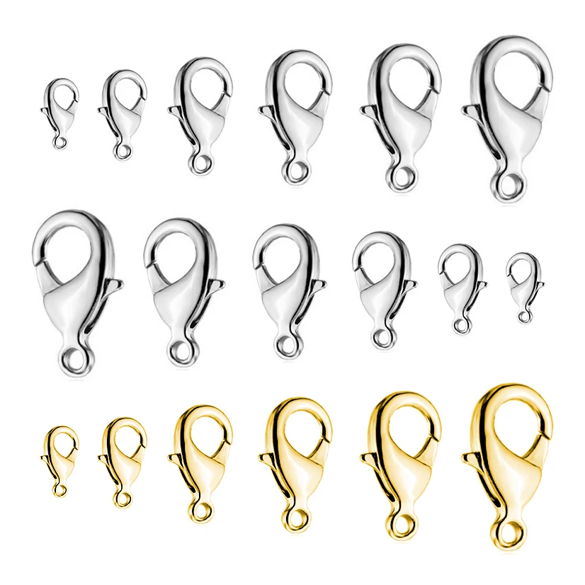 Best 20pcs lot Lobster Clasps Stainless Steel Jewelry Finding Clasp Hooks for Diy Necklace amp; Bracelet Chain Making 9 10 12 15MM
