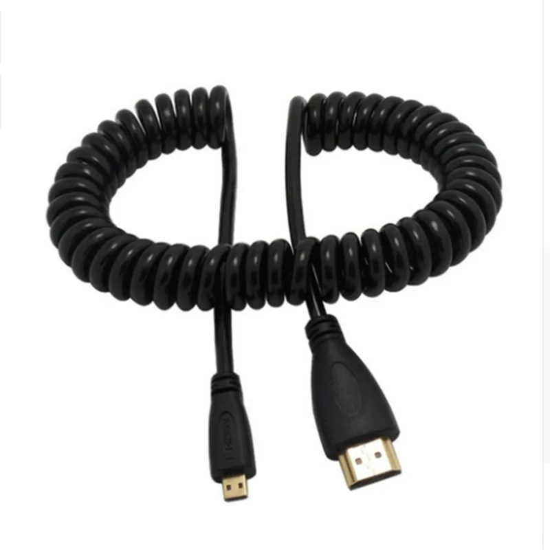 10 шт. Кабель Micro HDMI Male-HDMI кабель провод 1080p пружинный спиральный кабель Шнур