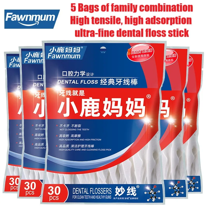 

Fawnmum 5x30 Pcs/Lot Disposable Toothpicks Dental Flosser Floss Pick Teeth Stick Interdental Brush Oral Gums Teeth Cleaning Care