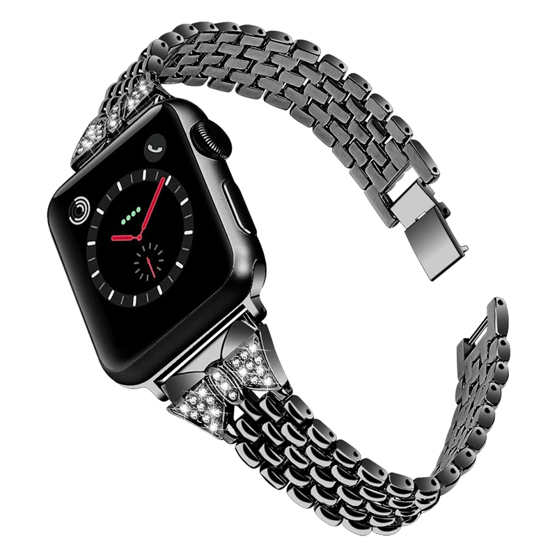 

Fran-17bd For Apple Watch Band 38mm-42mm Women Watch Accessories Bling Diamond Stainless Steel Bracelet for iWatch 6 5 4 3 2