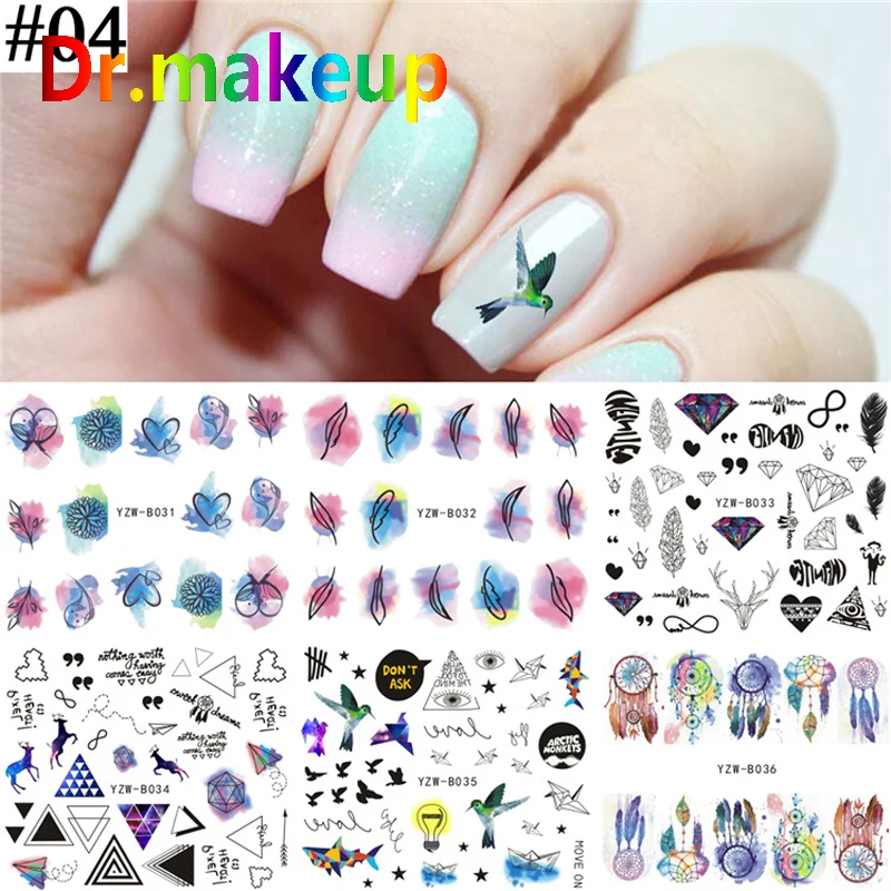 Dr. makeup 6 шт. 3D смешанный дизайн ногтей наклейки Набор DIY Dreamcather ром Marvel Переводные