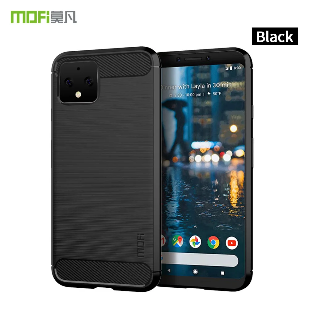 MOFi для Google Pixel 4 чехол противоударный из углеродного волокна Мягкий ТПУ противоударный чехол для телефона для Google Pixel 4 XL Capa Coque - Цвет: Черный