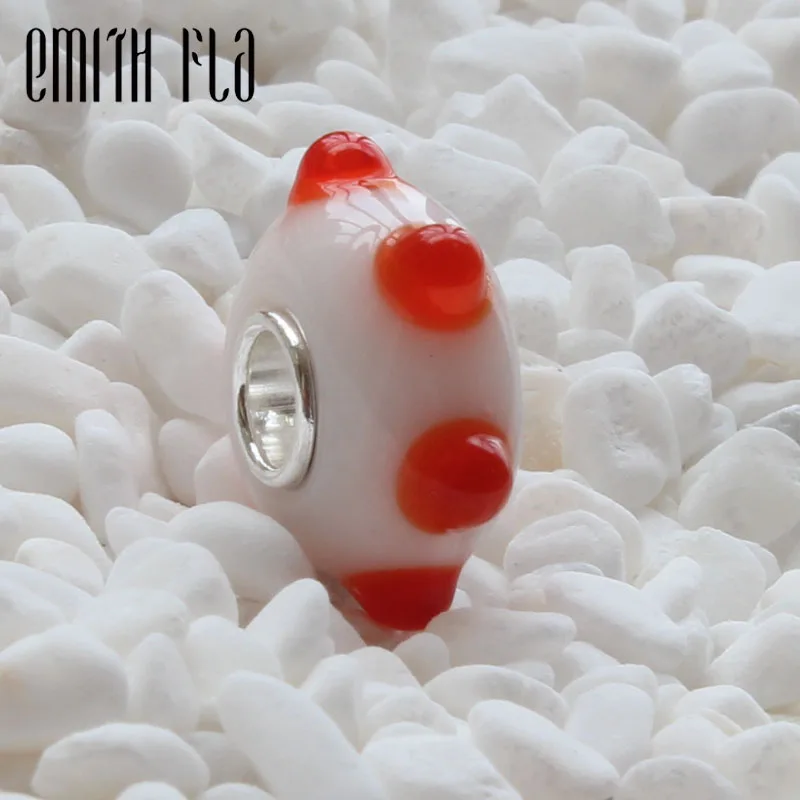 Бусина-Шарм из муранского стекла с большим отверстием серебро 925 пробы |