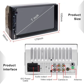 

New 2 Din Car Radio 7 Inch Bluetooth Stereo Multimedia Player Radio MP3 MP5 Capacitive Press Screen Auto Radio Support Rear View