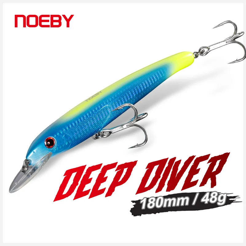 

NOEBY Minnow Trolling Fishing Lures 180mm 48g Deep Diver Wobblers Artificial Hard Bait for Boat Saltwater Tackle Fishing Lure