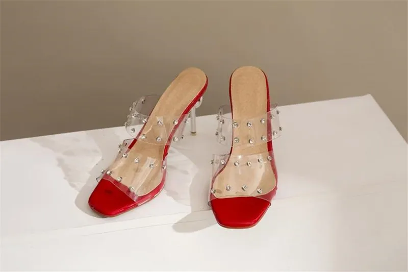 Size 30-48 Thin High Heels Half Slippers 2020 Summer New Women's Shoes Slides Sexy Gladiator Transparent Sandals Shoes For Woman (25)
