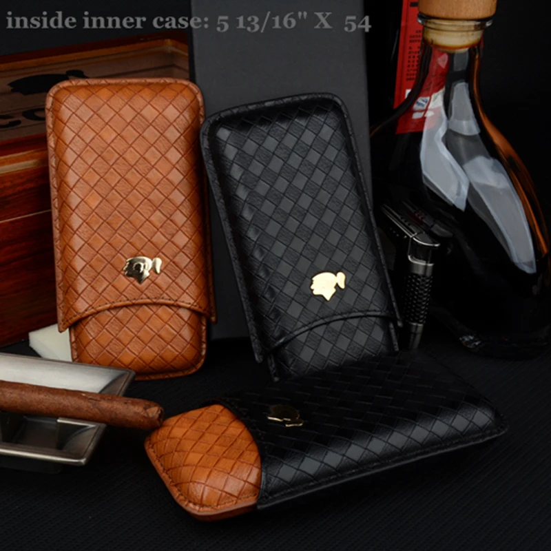 COHIBA Cigar Case Leather Cigar Holder Mini Travel Humdor 3 Tubes