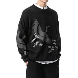 Мужской пуловер в этническом стиле с вышивкой, свитер, новый зимний стиль, большой размер d, мужской свитер 2019, большой размер, свободный