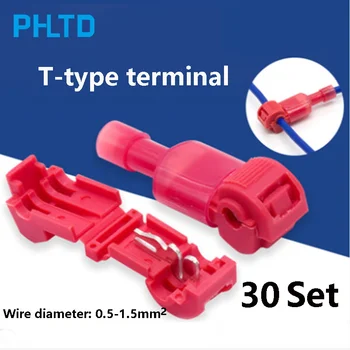 

30sets Wire Cable Connectors Terminals Crimp Scotch Lock Quick Splice Electrical Car Audio 0.5-1..5square T1 red
