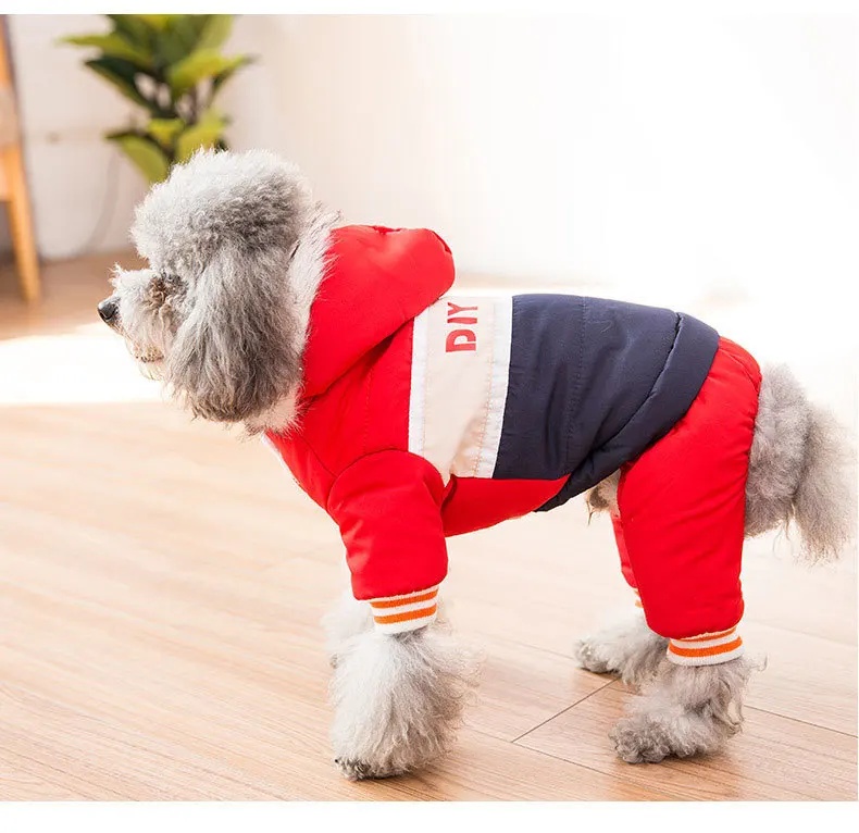 Зимнее пальто хлопковая стеганая Одежда для маленьких собак теплая осенняя и зимняя одежда для четвероногих домашних животных меховой воротник хлопковая куртка одежда
