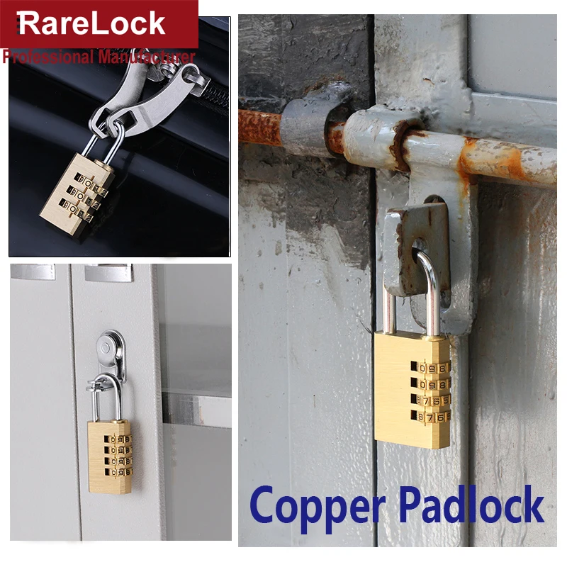 Mini Brass Combination Padlock Copper Password Lock for Warehouse Cabinet Bags Gym Locker Rarelock A | Обустройство дома