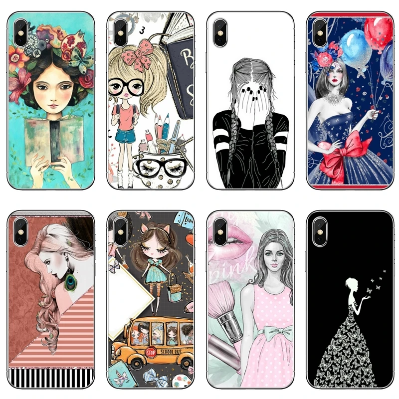 Cute girl illustration cover case For Samsung Galaxy J7 J5 Prime pro J3 J2 J1 A7 A5 A3 2018 2017 2016 2015 | Мобильные телефоны и