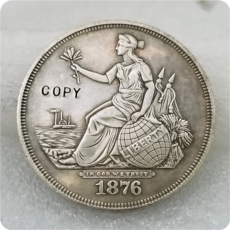 

1876 $1 Liberty Seated On Globe Trade Dollar Pattern, Judd-1467, Pollock-1618 COPY