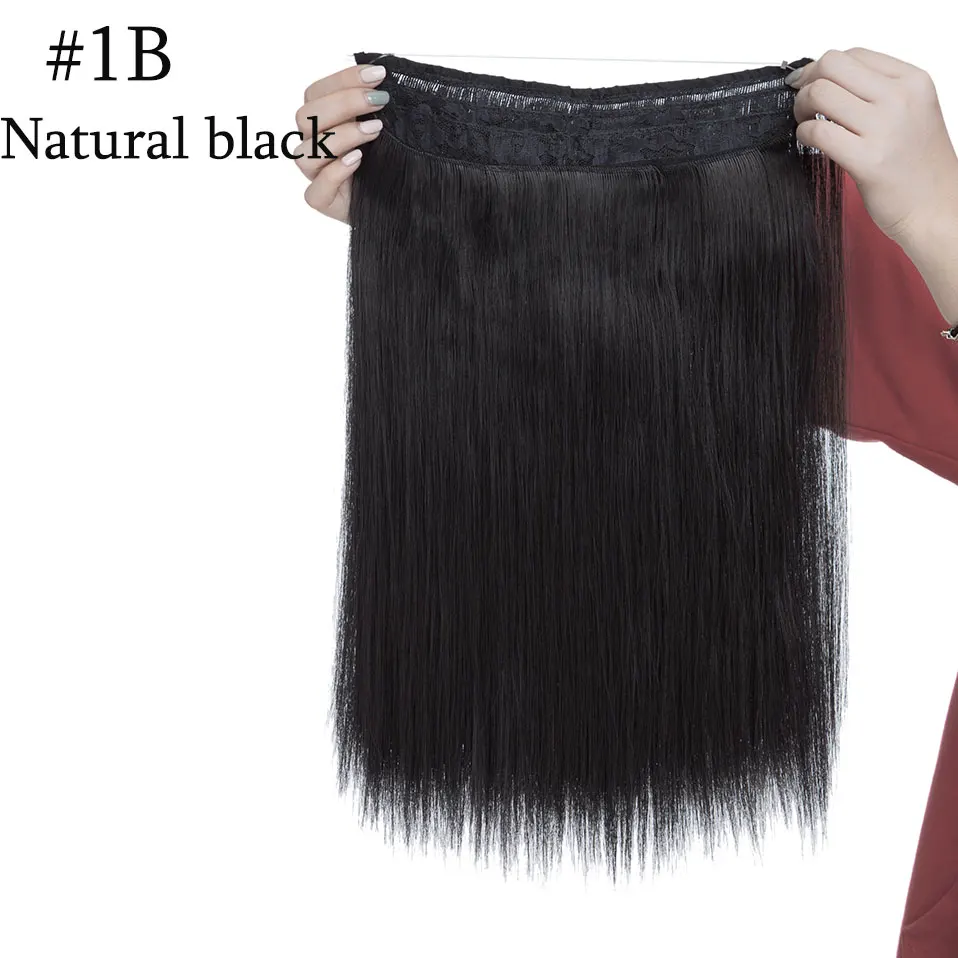natural black-S Snolilite 16 дюймов невидимые halo волосы для наращивания одна штука без зажима синтетические натуральные волосы шиньон для женщин - Цвет: natural black-S