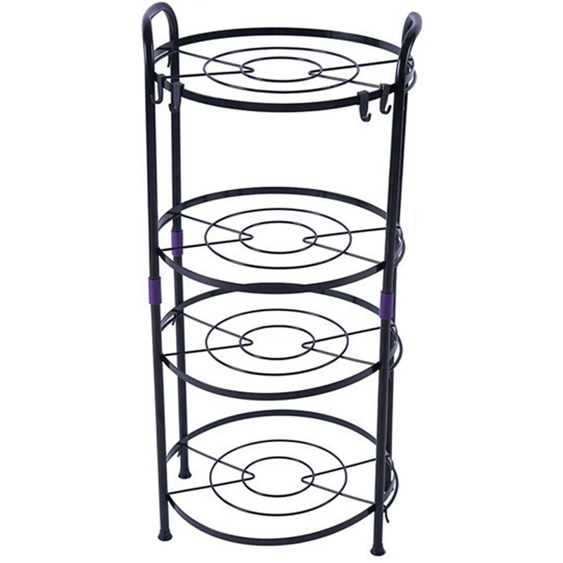 

Black Four-Tier Kitchen Rack Household Pot Rack Corner Storage Rack Floor Multi-Layer Storage Pot Rack