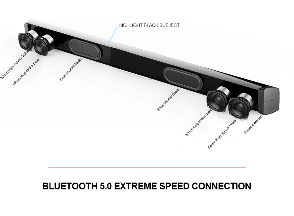 Мощный Басовый Саундбар беспроводной Bluetooth 5,0 динамик для телевизора компьютера домашнего кинотеатра настенная звуковая панель поддержка оптического входа