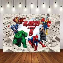 Comics Superhero Avengers Iron Man Photography Backdrop children show Birthday Photo customized Banner Prop Studio Backdrop